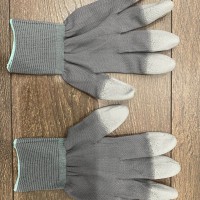 Găng tay sợi polyseter mầu xám phủ PU đầu ngón